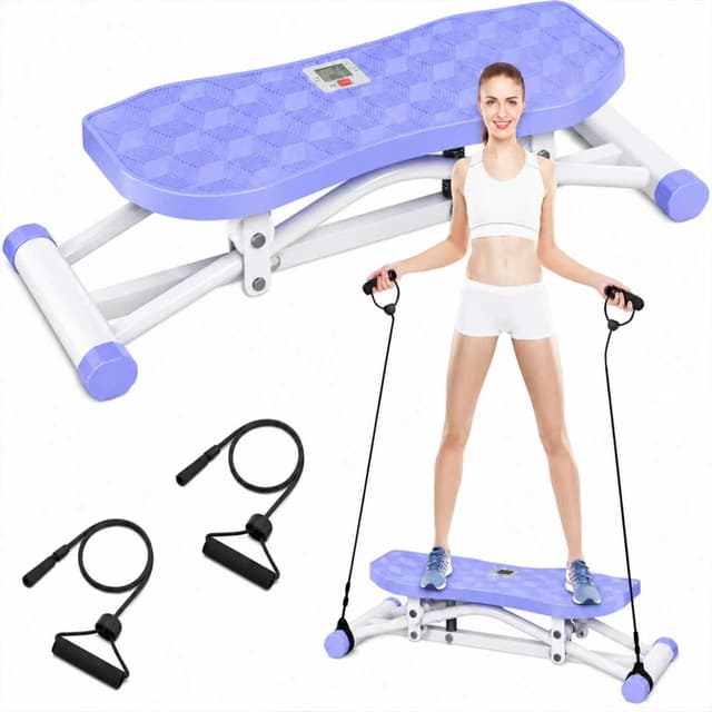 Supplier photo of Portable Ski Balance Board With Resistance Bands & LCD Display, Rocking Stepper Home Gym Trainer For Full Body Workout