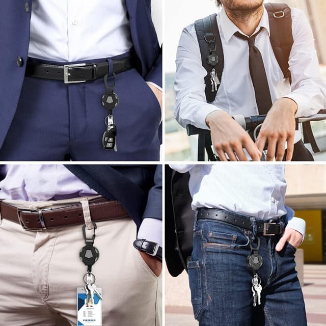 Supplier photo of Retractable Heavy Duty Pull Ring Key Chain Recoil Keyring Steel Wire Rope Holder