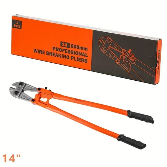 Supplier photo of Heavy-Duty Mini Bolt Cutter 14" for Cutting Fence, Steel Wire, Small Chain, Screws, and Rivet, with Soft Grip Rubber Ergonomic Handle Cutters