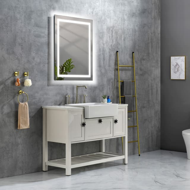 Supplier photo of 40x30 Inch LED Bathroom Mirror with Frontlit and Backlit, Wall Mounted Vanity Mirror with Smart Touch Button, Anti-Fog, Memory Function, 3 Colors, Stepless Dimm