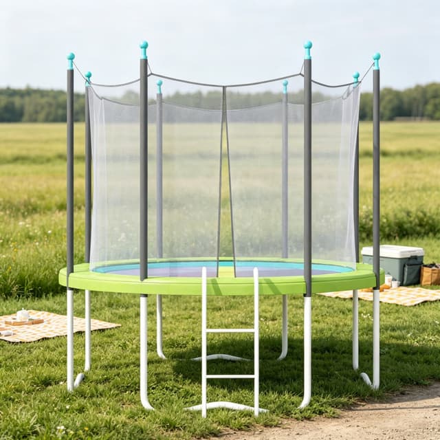 Supplier photo of 14FT Green Trampoline Spring Pad – No Pole Holes, Reinforced Waterproof Tear Resistant Edges, All Weather Safety Accessory（Only trampoline replacement mat）