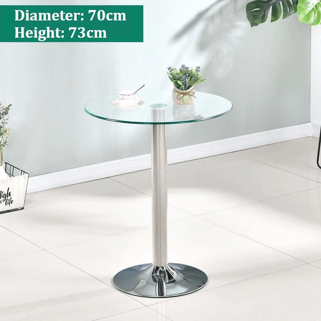 Supplier photo of 70-73cm Round Glass Dining Table Breakfast Kitchen Living Room Cafe Furniture UK-26DXY-WIN-LZZ-70-73