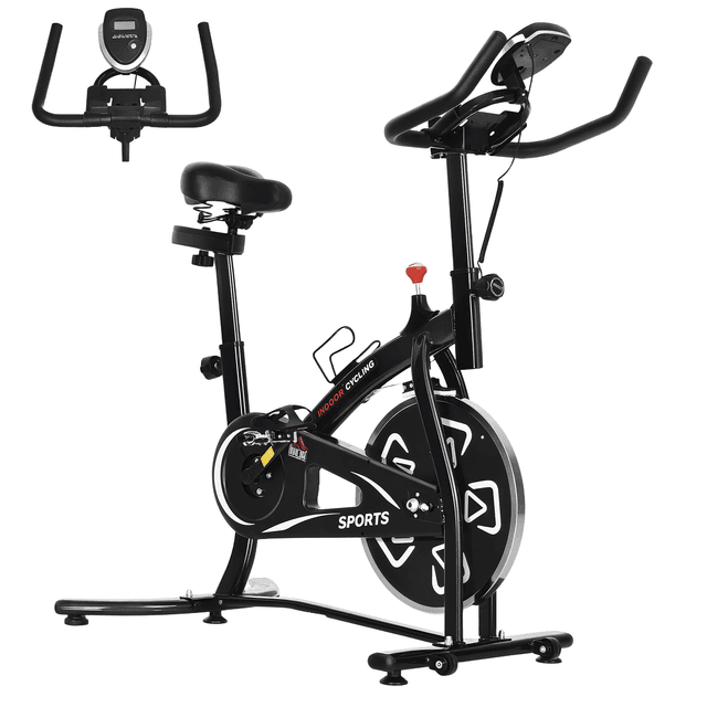 Supplier photo of Indoor Stationary Exercise Bike 6kg Flywheel Fitness Cardio Workout Bike Trainer For Home Gym W/ Adjustable Resistance LCD Monitor Pad And Bottle Holder Black