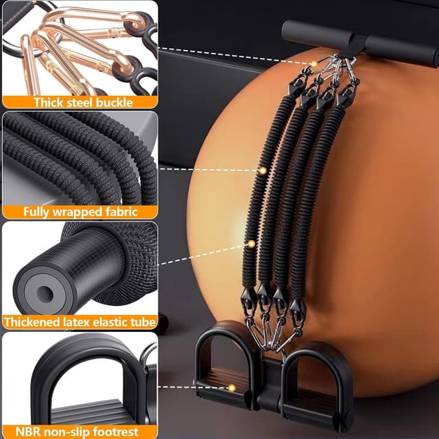 Supplier photo of Pedal Resistance Band With 4 Tubes, Adjustable 25-100lb Full Body Workout For