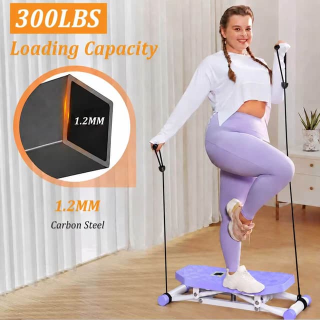 Supplier photo of Portable Ski Balance Board With Resistance Bands & LCD Display, Rocking Stepper Home Gym Trainer For Full Body Workout