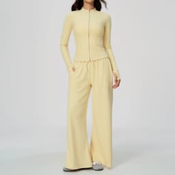 Stand-collar Zip-up Jacket And Pants Set