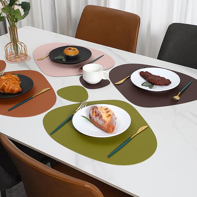 Supplier photo of Double-sided Lychee-pattern Leather Heat-insulating And Scald-proof Dining Table Mat