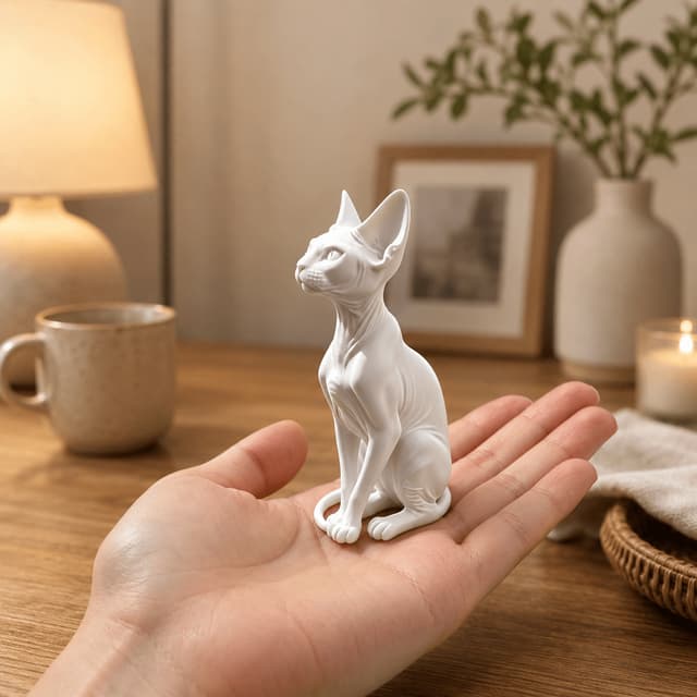 Supplier photo of Sphinx Style Hairless Cat Figurine Creative Printed Animal Model Statue For Home Coffee Table Decor And Soft Furnishing Gift