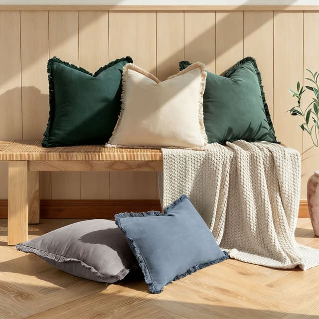 Supplier photo of BohemianStyle Solid Color Pillow With Tassels Bedside Cushion Cover