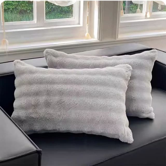 Supplier photo of Thickened Rabbit Plush Bubble Fleece Pillow Cover - Luxury Stain Resistant Sofa Cushion Case Without Insert For Home Decor