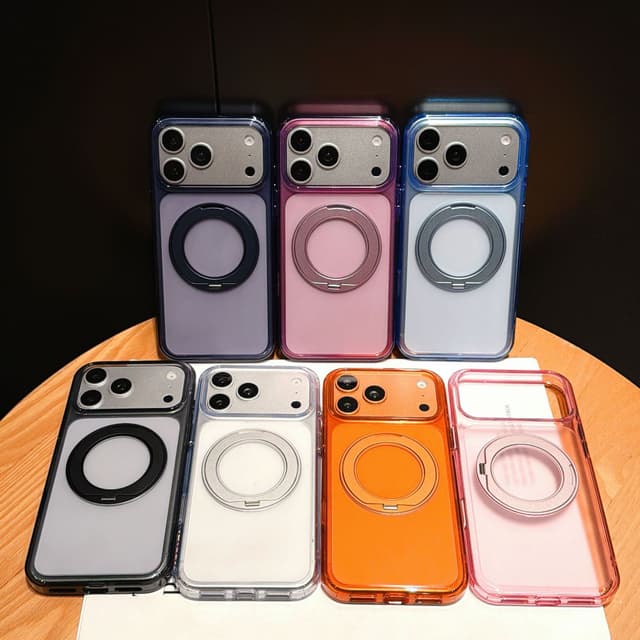 Supplier photo of Colored Sand Phone Case With A Rotating Magnetic Stand Protective Cover