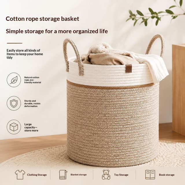 Supplier photo of Cotton Rope Woven Home Toy Balcony Storage Basket