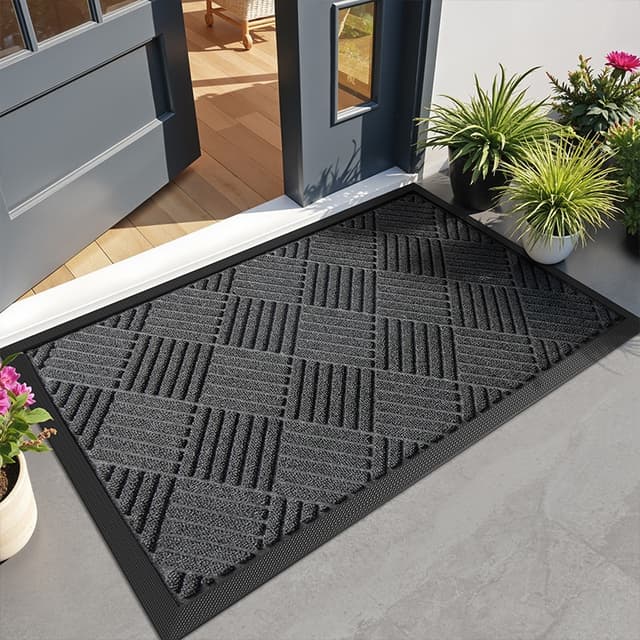 Supplier photo of Polypropylene Entrance Door Mat - Non-Slip Rubber Backing Sand Scraper Dirt Trapper Durable Minimalist Home Hallway Floor Rug