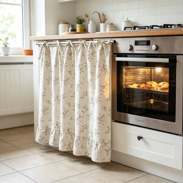 Supplier photo of Cotton Linen Floral Half Curtain For Kitchen Cabinets