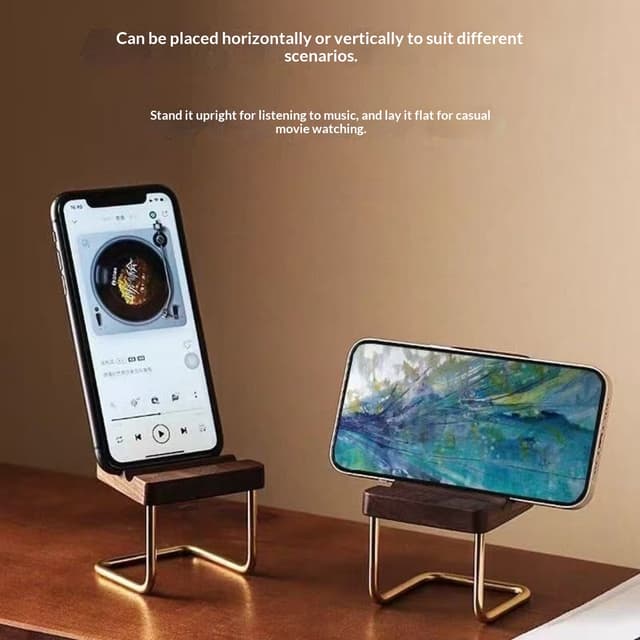 Supplier photo of Solid Wood Mini Stool Phone Holder - Creative Desktop Tablet Stand Ornament for Home Decor