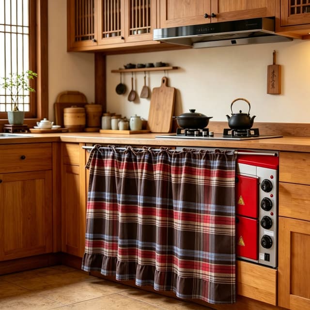 Supplier photo of Cotton Linen Floral Half Curtain For Kitchen Cabinets