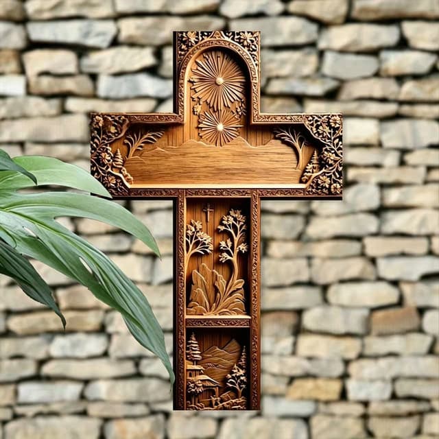 Supplier photo of New Vintage Wall-mounted Wooden Cross Craft Item